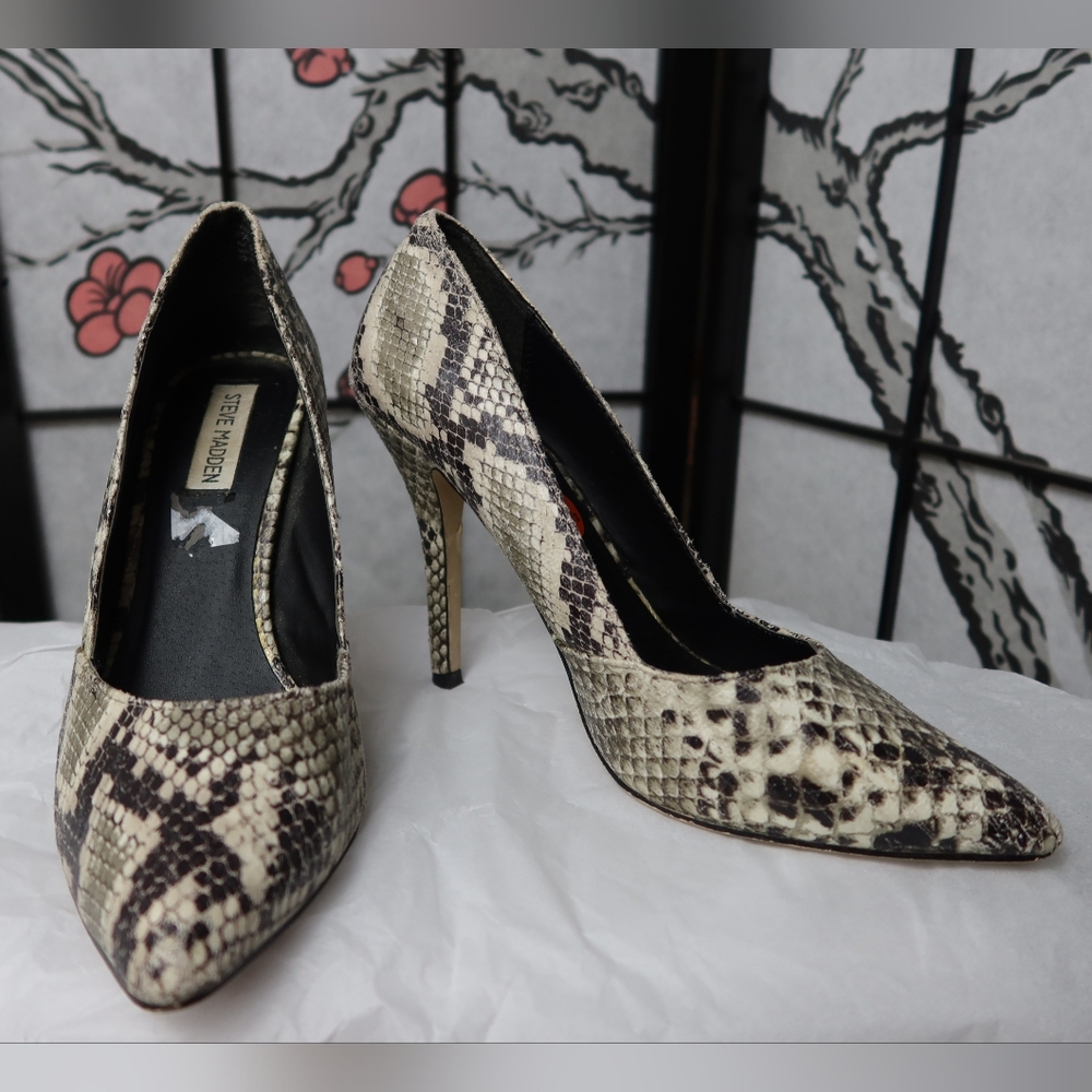 Steve Madden Snakeskin High Heels - Black and Cream
